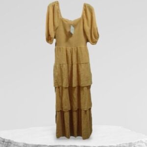 CHIFFON // maxi length mustard colored dress